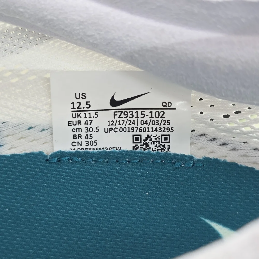 New Mens Nike ZoomX Dragonfly 2 Elite White Teal Cleats FZ9315-102 Sz 12.5 NEW